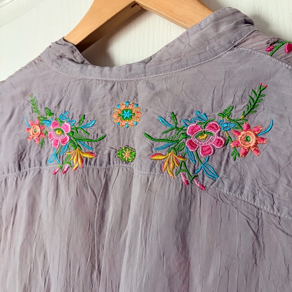Johnny Was Light Lavender Long sleeve Embroidered Top Tunic, S - Picture 5 of 14